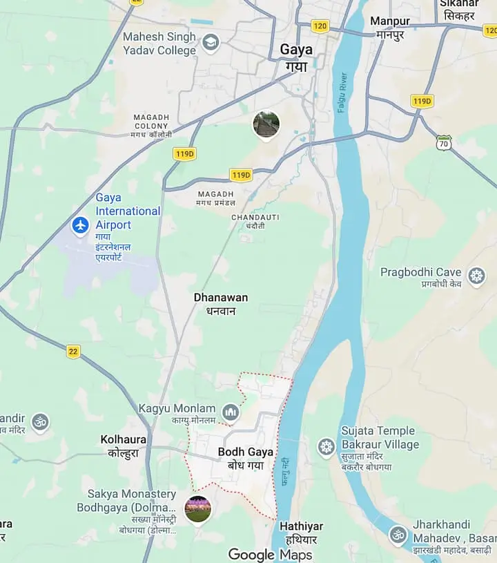 Gaya and Bodh Gaya map